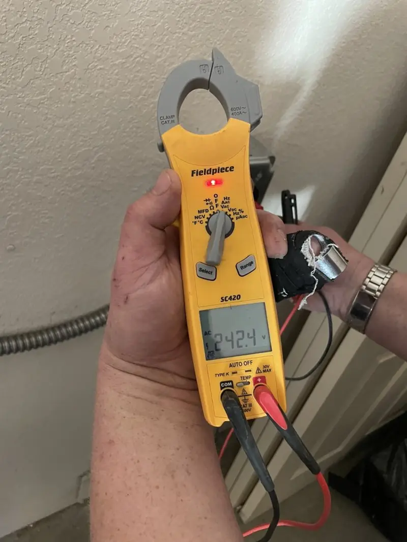 Voltage testing with clamp meter during Generator Installation in Bernards